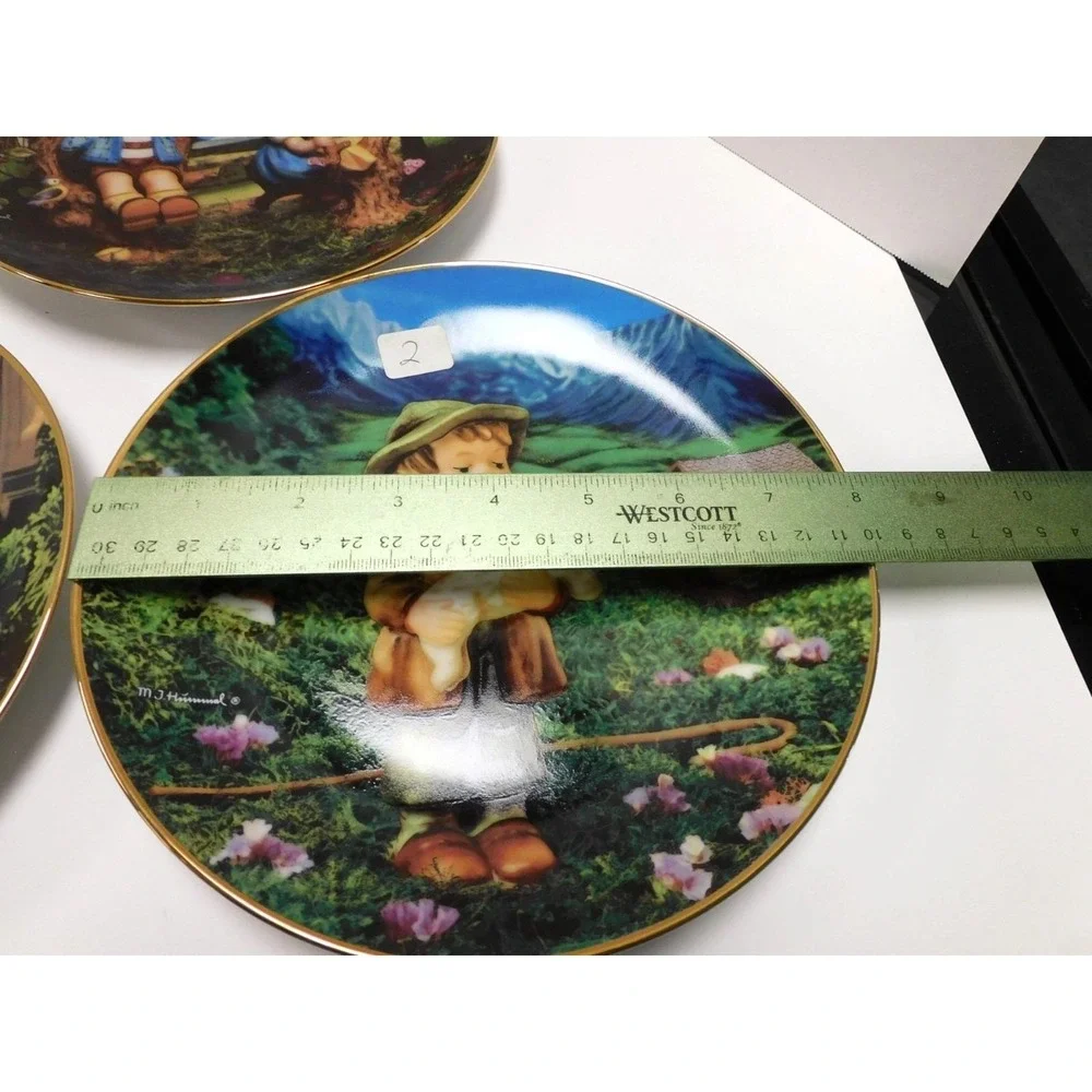 Set of 4 MJ Hummel Plates Gentle Friends, Stormy Weather, Apple Tree & Little Ex